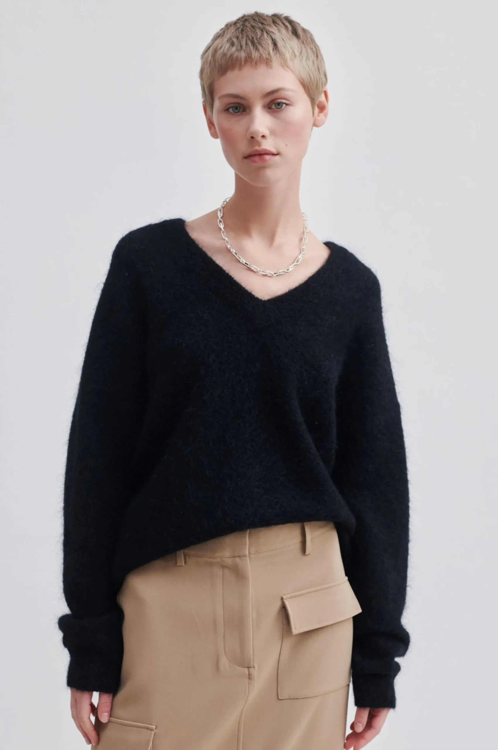 Best Brook Knit Oversize V-Neck Kvinde Strik Og Cardigans