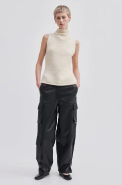 Letho Leather Cargo Trousers Kvinde Bukser Og Jeans